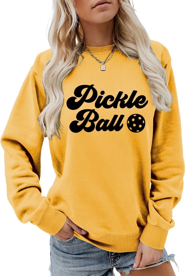RuiEaILa Pickle Ball Fun Long Sleeve Sporty Unisex Pullover Top Pickle Lover Sweatshirt (Color : Light Green