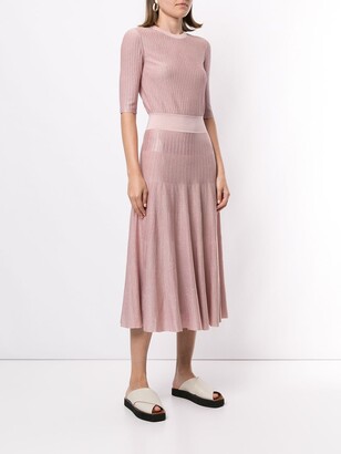 CASASOLA Metallic Ribbed-Knit Dress