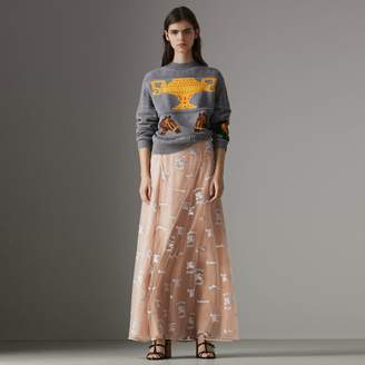 Burberry Equestrian Knight Embroidered Tulle Skirt
