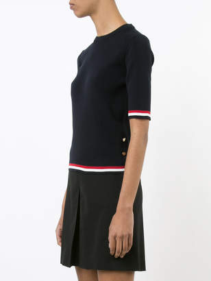 Thom Browne Crewneck Tee With Open Stitch Frame In White Cotton Crepe