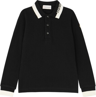 Moncler Kids Black Piqué Cotton Polo Shirt (6 Years)