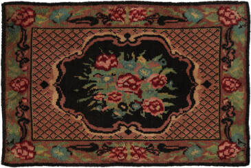 Vintage Tulu Rug In Pink With Polychromatic Floral Medallion - Rug & Kilim