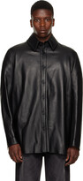 Thumbnail for your product : we11done Black Button-Up Leather Jacket