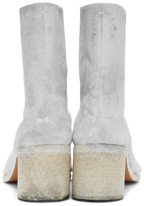Maison Margiela Grey and White Painted Tabi Boots