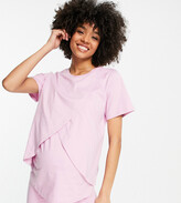 Thumbnail for your product : ASOS Maternity - Nursing ASOS DESIGN Maternity mix & match cotton pyjama nursing tee in pink - PINK