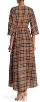 Thumbnail for your product : WEST KEI 3/4 Length Sleeve Plaid Print Faux Wrap Dress