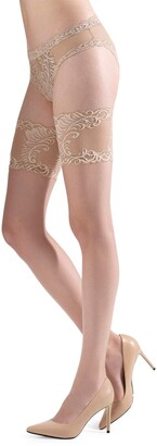 Natori Silky Sheer Lace Top Thigh Highs
