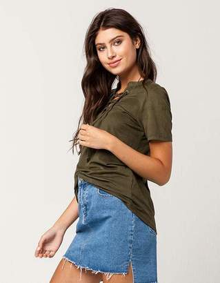 Others Follow Suede Lace Up Womens Top