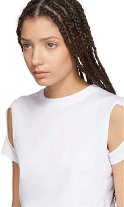 Helmut Lang White Cut Out Sleeve T-Shirt