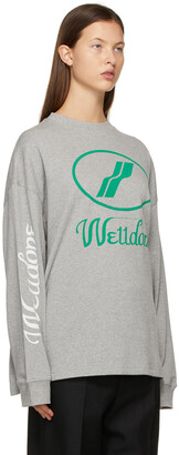 we11done Grey Logo Long Sleeve T-Shirt
