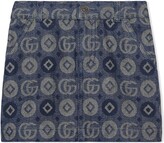 Thumbnail for your product : Gucci Children Monogram-Jacquard Denim Skirt