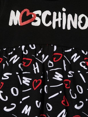 MOSCHINO BAMBINO Heart Logo Print Midi Dress
