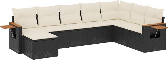 VidaXL vidaXLGardenSofaSetBlackPErattanLargeModularGardenSofaSet
