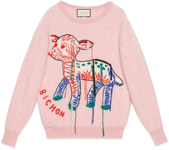 Gucci Mohair sweater with fawn intarsia - ShopStyle