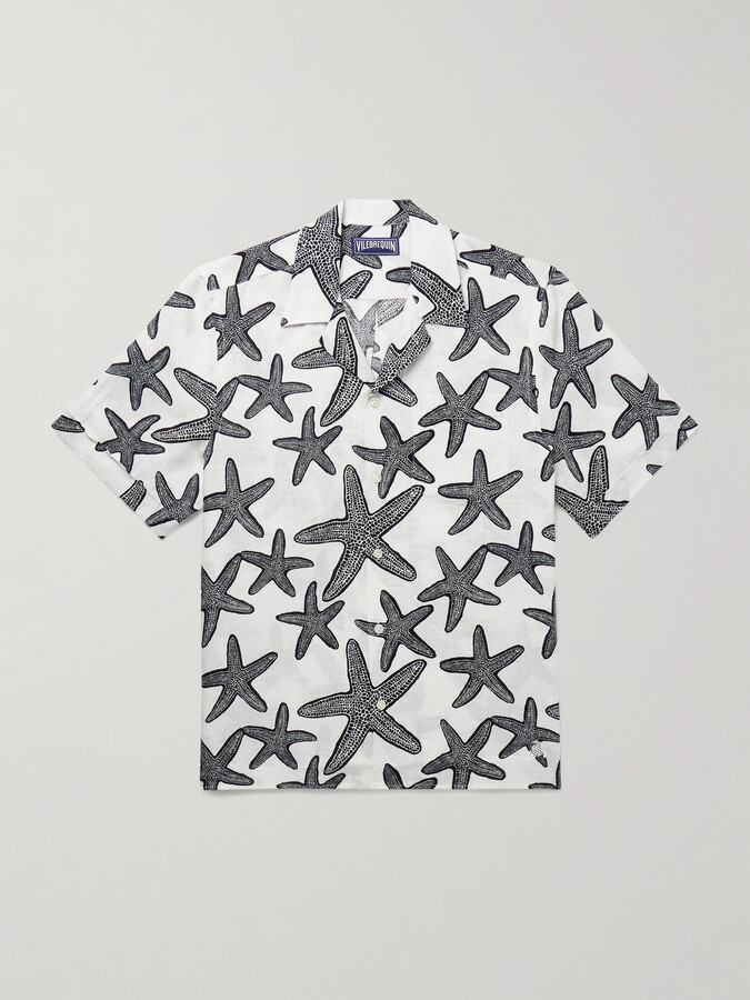 Vilebrequin Charli Camp-Collar Printed Linen Shirt