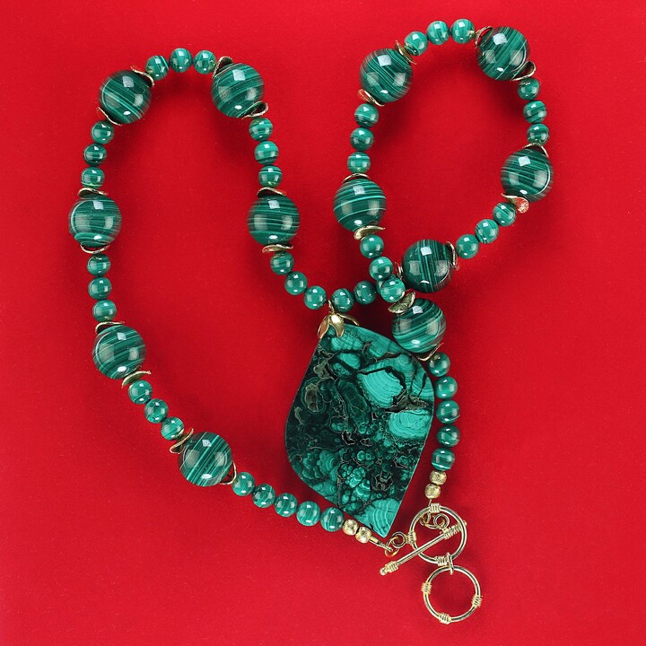 Aria Jewelry Design Ajd Marvelous Malachite 22-inch Necklace & Freeform Pendant