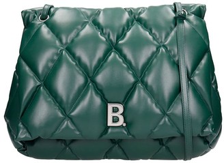 Balenciaga Touch Puffy Shoulder Bag In Green Leather - ShopStyle