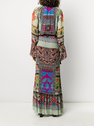 Etro Pleated Patterned Maxi Dress