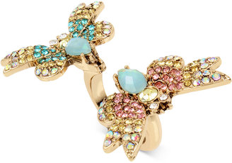Betsey Johnson Gold-Tone Multi-Crystal Butterfly Ring