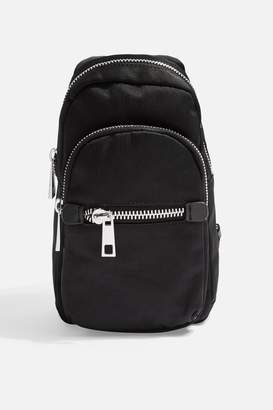 Topshop Womens Warsaw Black Nylon Backpack - Black