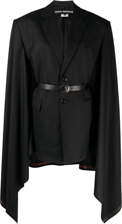 Junya Watanabe Belted wool cape blazer