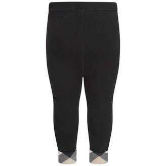 Burberry BurberryBaby Girls Black Penny Leggings With Check Turn Ups