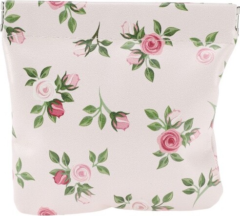 Unique Bargains Women's Snap Closure Roses Cosmetic Bag Pink 1 Pc
