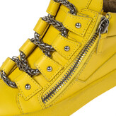 Thumbnail for your product : Giuseppe Zanotti Yellow Leather Gold Chain Laces Dual Zip Sneakers Size 35
