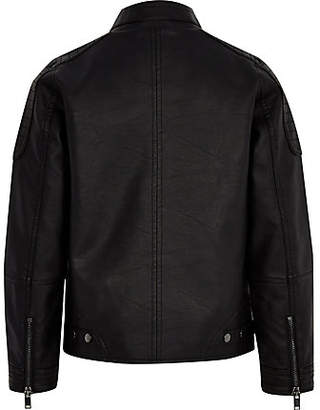 River Island Boys black faux leather biker jacket