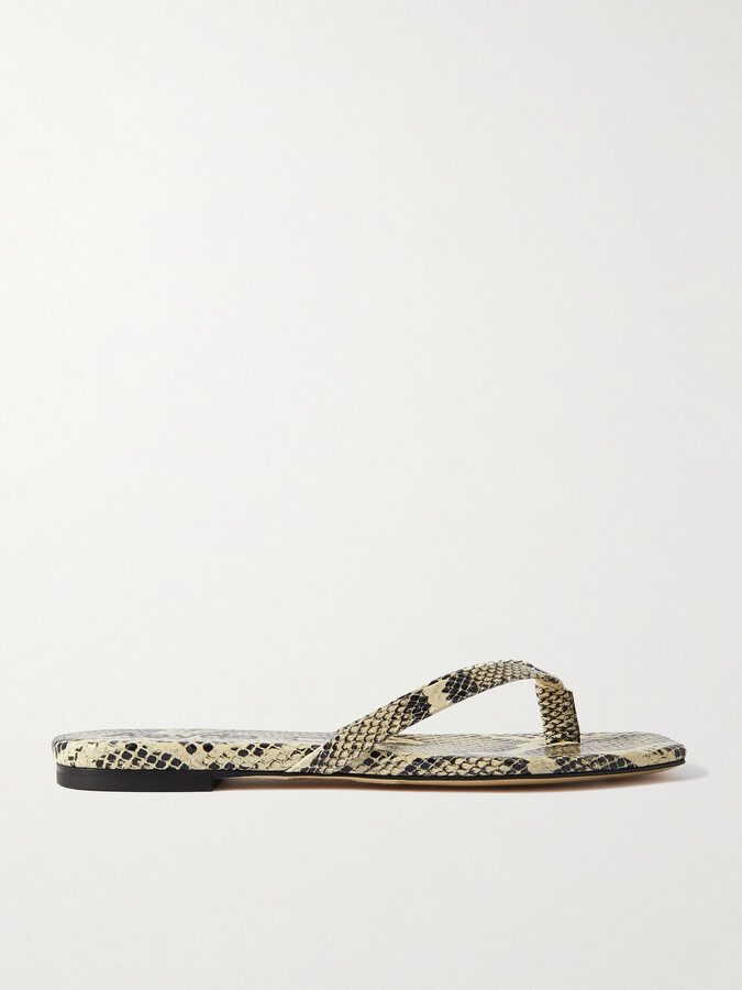 Aeyde - Renee Snake-effect Leather Sandals - Animal print