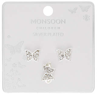 Monsoon Silver Plated Butterfly Earring & Ring Set