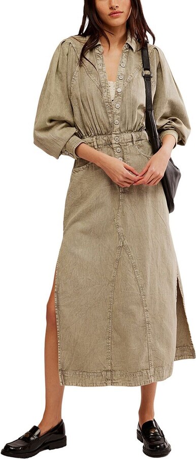 Free People Mad Love Denim Midi Dress - Women's