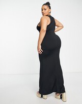 Thumbnail for your product : Public Desire Curve double layer slinky racerback maxi dress in black