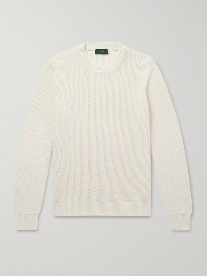 SLOWEAR Zanone Ribbed Cotton-Crêpe Sweater