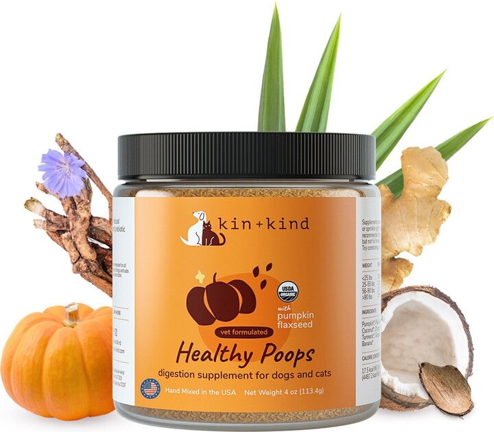 kin+kind Organic Healthy Poops Supplement for Dogs & Cats, 4-oz jar