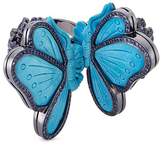 Lydia Courteille Diamond sapphire turquoise 18k gold butterfly two finger ring
