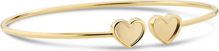 DEVATA Double Sweet Heart Bangle Bracelet in 14K Gold