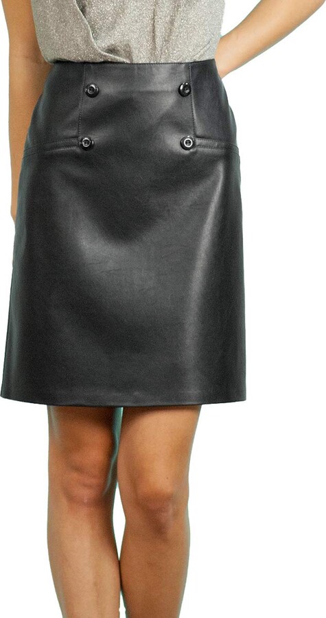 Souvenir-Fashion Office Hot Work Lined A-Line Bodycon Faux Leather