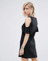 Thumbnail for your product : Glamorous Cold Shoulder T-Shirt Dress With Ruffle Sleeve