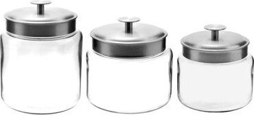 Anchor Hocking Anchor Hocking; Set Of 3, Montana Jars With Stainless Steel Lids