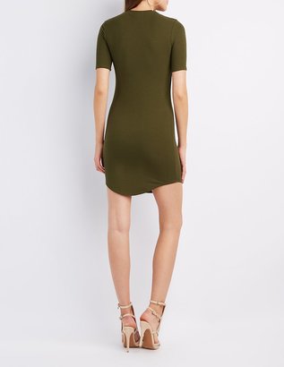 Charlotte Russe Ribbed Crew Neck Bodycon Dress