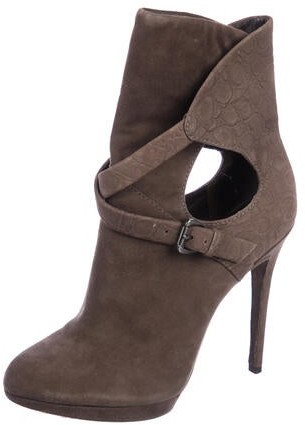 Brian Atwood Suede Cutout Booties silver - ShopStyle Boots