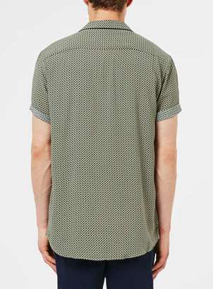 Topman Green Abstract Geo Print Short Sleeve Dress Shirt