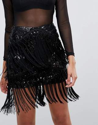 boohoo Premium Sequin And Tassel Skirt