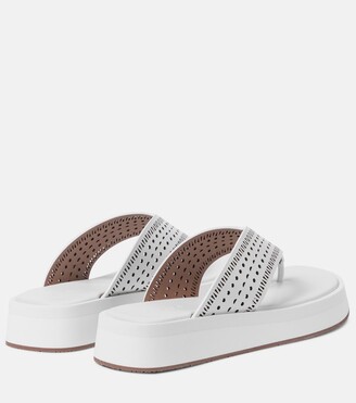Alaia Laser-cut leather thong sandals