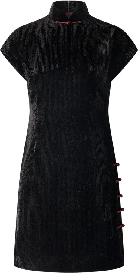 Shanghai Tang Qipao mandarin-collar velvet party dress