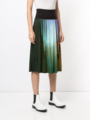agnès b. graphic print A-line midi skirt