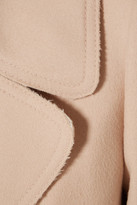 Thumbnail for your product : Alexander McQueen Asymmetric Double-breasted Frayed Wool And Cashmere-blend Coat - Beige