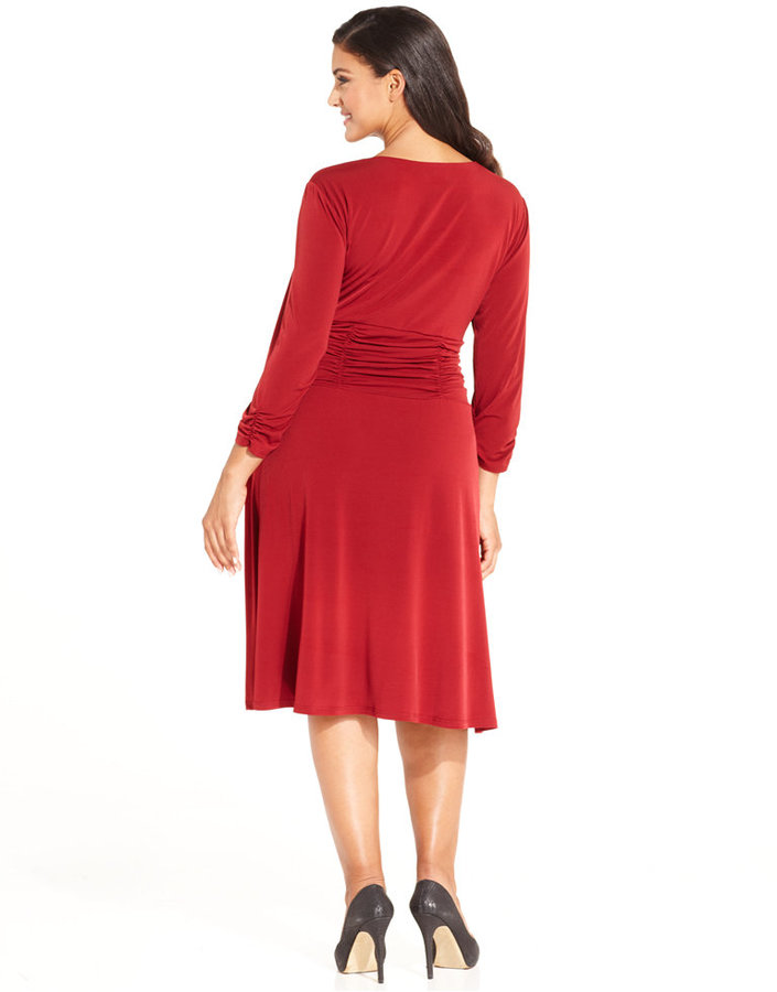 NY Collection Plus Size Ruched B-Slim Dress - ShopStyle