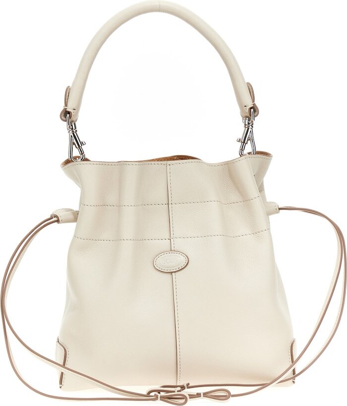 Tod's - di Bag Bucket Bag in Leather Mini with Drawstring, White, - Bags